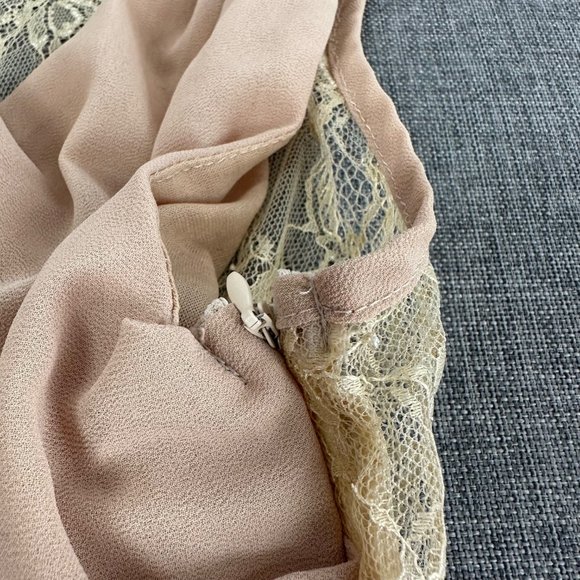 The Hanger Chiffon Dress Sleeveless High & Low Lined Large Juniors Lace Pleated - Picture 8 of 15